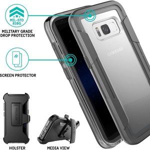 Galaxy S8+ Plus Case Pelican‎ Voyager Military Grade Case Clear Grey